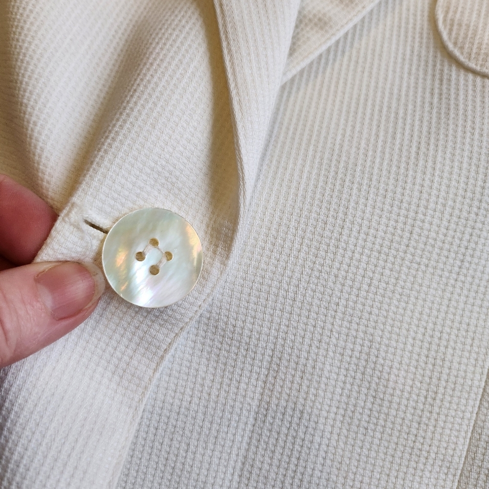 Vintage Evan Picone Saks Fifth Avenue White Formal Blazer Shell Button Accents - Picture 5 of 9